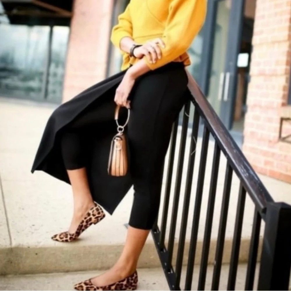 Betabrand Black Split Overlay Capri Pants